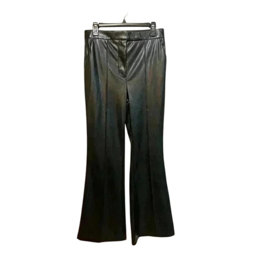 Generation Love‎ Women's Vegan Leather Flare Pants 10 Black Front Seam High Rise